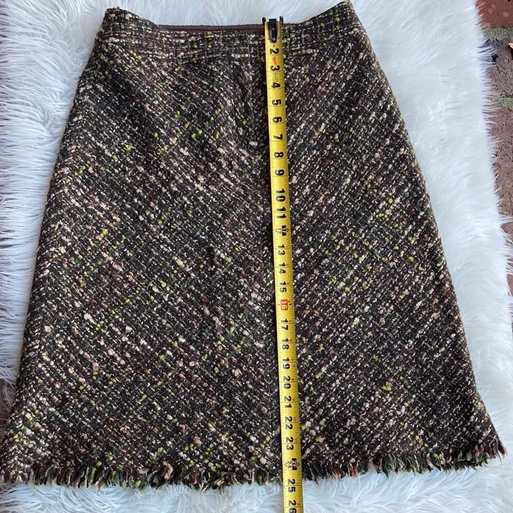 J Jill Multi Color Lined Wool Blend Textured Skirt Size 8